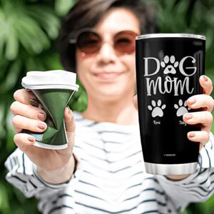 Wassmin Personalized Dog Mom Tumbler Cup With Lid 20oz 30oz Cats Double Wall Vacuum Insulated Tumblers Coffee Travel Mug Birthday Christmas Mothers Day Customized Gifts Women Lover Pet Owner (2 dogs)