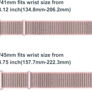 Nylon Sport Loop Bands for Apple Watch Band 38mm 40mm 41mm 42mm 44mm 45mm, Pink Sand Adjustable Stretchy Elastic Braided Strap Wristband Replacement for iWatch Series 9 8 7 6 SE 5 4 3 2 1 Women/Men