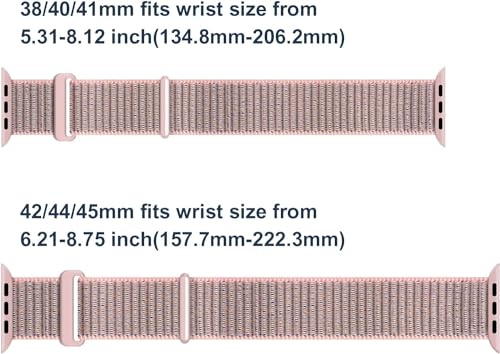 Nylon Sport Loop Bands for Apple Watch Band 38mm 40mm 41mm 42mm 44mm 45mm, Pink Sand Adjustable Stretchy Elastic Braided Strap Wristband Replacement for iWatch Series 9 8 7 6 SE 5 4 3 2 1 Women/Men