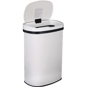 13 gallon kitchen trash can automatic garbage can, stainless steel waste bin with lid, electronic touch free motion sensor trash cans high-capacity brushed metal trash bin for indoor, black