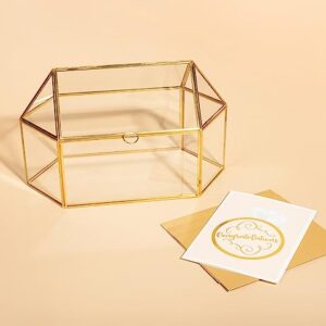 Hanna Roberts Card and Gift Holder Glass Cards Box for Weddings, Birthdays, Graduations, Baby and Bridal Showers (Half Opening)