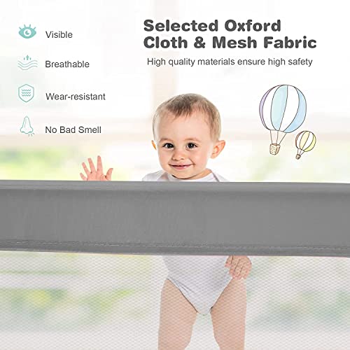 Costzon Toddlers Double Bed Rail Guard, Stainless Steel Folding Safety Bed Guard, Swing Down Bedrail, Kids Twin, Double, Full Size Queen & King, Set of 2 (Gray, 71-Inch)