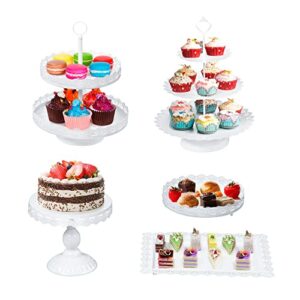 petkaboo 5 pack cake stand set, cupcake holder dessert display plate decor serving platter for birthday party wedding baby shower festival prom home decoration(white)