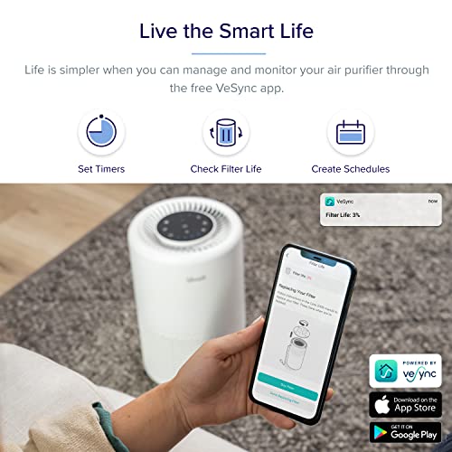 LEVOIT Air Purifiers for Home, Smart WiFi Alexa Control & Air Purifier for Home Bedroom, HEPA Fresheners Filter Small Room Cleaner with Fragrance Sponge, 1 Pack, White