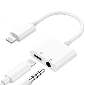 headphone adapter for iphone [apple mfi certified], 2 in 1 lightning to 3.5mm aux audio dongle charger splitter compatible with iphone 14/13/12/11/xs/xr/x/8/7/ipad, support all ios system