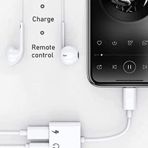 Headphone Adapter for iPhone [Apple MFi Certified], 2 in 1 Lightning to 3.5mm AUX Audio Dongle Charger Splitter Compatible with iPhone 14/13/12/11/XS/XR/X/8/7/iPad, Support All iOS System