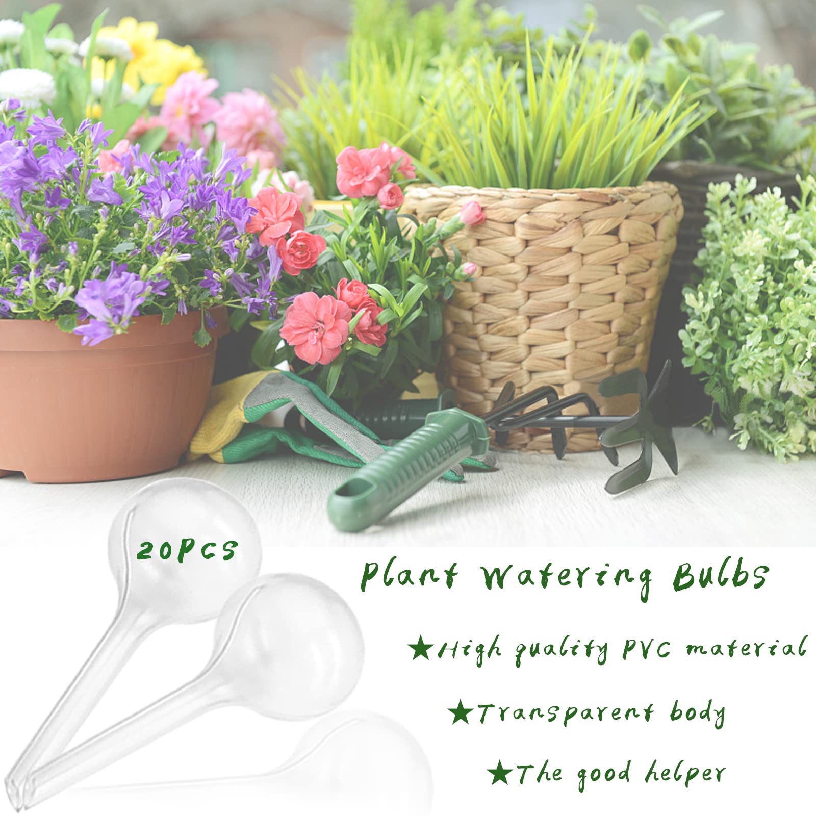 OJYUDD 20 Pcs Plant Watering Bulbs,Clear Automatic Watering Globes,Plastic Watering Balls for Plant Indoor Outdoor,Garden Water Device