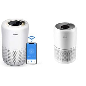 levoit air purifiers for home, smart wifi alexa control & air purifier for home allergies pets hair in bedroom, h13 true hepa filter, 24db filtration system cleaner odor eliminators, white