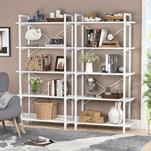 Tribesigns 5 Tier White Bookshelf, Modern Etagere Bookcase with Metal Frame, Tall Book Shelf Unit for Living Room, Study, Home Office (1, White)