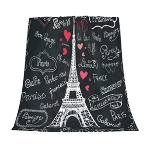 eiffel tower style love heart flannel fleece blanket super soft cozy plush blankets lightweight microfiber throw blanket for couch sofa bed