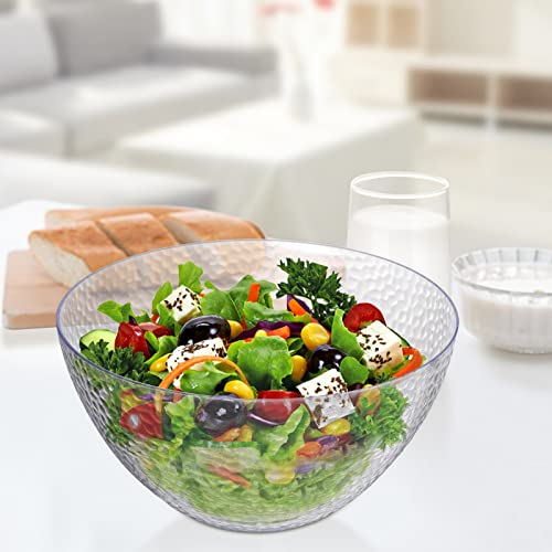 Suwimut 4 Pack Clear Plastic Serving Bowls for Parties, 135 OZ Large Round Disposable Plastic Snack or Salad Bowl, Clear Chip Bowls Plastic Candy Dish Salad Serving Containers