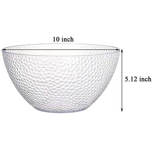 Suwimut 4 Pack Clear Plastic Serving Bowls for Parties, 135 OZ Large Round Disposable Plastic Snack or Salad Bowl, Clear Chip Bowls Plastic Candy Dish Salad Serving Containers