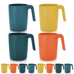 kyraton plastic mug set 8 pieces, unbreakable and reusable light weight travel coffee mugs espresso cups easy to carry and clean microwave safe bpa free dishwasher safe (mutil color)