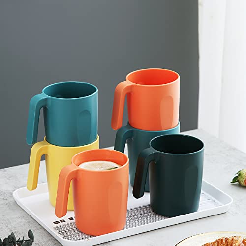 Kyraton Plastic Mug Set 8 Pieces, Unbreakable And Reusable Light Weight Travel Coffee Mugs Espresso Cups Easy to Carry And Clean Microwave Safe BPA Free Dishwasher Safe (Mutil Color)