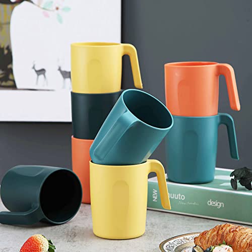 Kyraton Plastic Mug Set 8 Pieces, Unbreakable And Reusable Light Weight Travel Coffee Mugs Espresso Cups Easy to Carry And Clean Microwave Safe BPA Free Dishwasher Safe (Mutil Color)