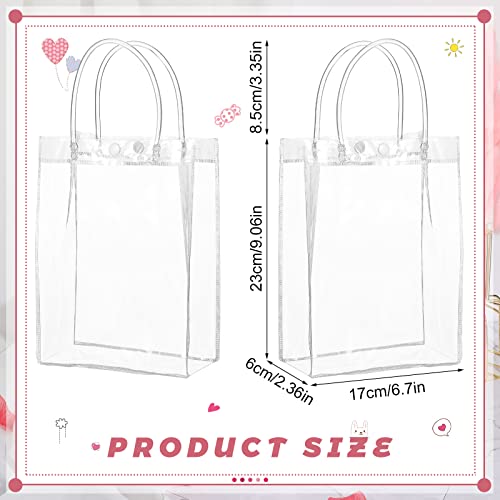 Clear PVC Gift Bags with Handles Reusable Plastic Wrap Tote Bags Transparent Shopping Bags for Christmas Party Favors Weddings Merchandise Retail Small Business, 9 x 6.7 x 2.6 Inches (25 Pieces)