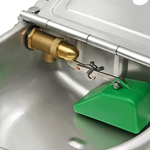 MACGOAL Stainless Steel Automatic Waterer Bowl with Brass Valve Float, Brass Connector and Drain Plug, Water Trough for Livestock Dog Goat Pig Waterer