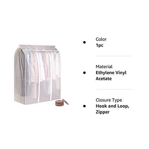 47'' Extra Large Hanging Garment Bags for Closet Storage, Translucent Frosted Garment Rack Cover Clothing Storage Bag with Zipper Closet Clothes Protector for Suit Coat Dresses, 5 Cedar Wood Chips