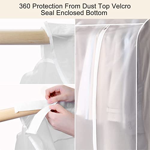 47'' Extra Large Hanging Garment Bags for Closet Storage, Translucent Frosted Garment Rack Cover Clothing Storage Bag with Zipper Closet Clothes Protector for Suit Coat Dresses, 5 Cedar Wood Chips