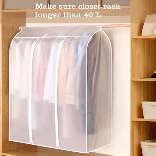 47'' Extra Large Hanging Garment Bags for Closet Storage, Translucent Frosted Garment Rack Cover Clothing Storage Bag with Zipper Closet Clothes Protector for Suit Coat Dresses, 5 Cedar Wood Chips