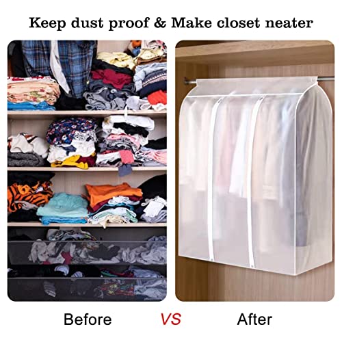 47'' Extra Large Hanging Garment Bags for Closet Storage, Translucent Frosted Garment Rack Cover Clothing Storage Bag with Zipper Closet Clothes Protector for Suit Coat Dresses, 5 Cedar Wood Chips