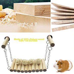 KYHSOM 5 Pcs Wooden Hamster Suspension Bridge,Bendable Climbing Ladder Pet Swing Toy Hideout with Natural Chew Balls for Mouse Chipmunk Guinea Pig Chinchilla and Other Small Animals