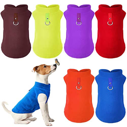 6 Pack Winter Clothes for Small Dogs Fleece Vest with Leash Ring Sleeveless Dog Jacket for Small Medium Dogs Unisex (Fresh Colors, Small)