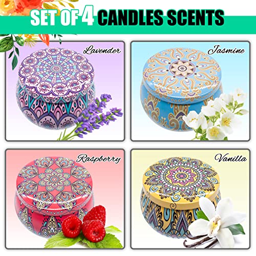 Scented Candles Gift Set - Made of Natural Soy - Luxuriously Designed Tin - Eco-Friendly - Stress Relief Candles - Gift Idea for Women, Weddings, Party, Birthdays, Anniversary- Set of Four