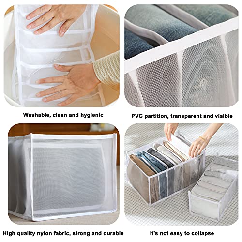 Owill-home Wardrobe Clothes Organizer（5PCS）- Foldable Storage Drawer Divider Boxes for Clothes Portable Closet Organizers Washable Storage Containers for Underwear, Leggings, Skirts, T-shirts, Socks