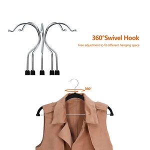 Heybly Skirt Hangers 32-Pack Velvet Pants Hangers 16.7-Inch Long Velvet Hangers with Metal Clips and 360° Hook,Non-Slip, Space-Saving for Pants, Skirts, Coats, Dresses, Tank Tops, Black HHRZ01B32