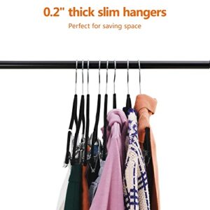 Heybly Skirt Hangers 32-Pack Velvet Pants Hangers 16.7-Inch Long Velvet Hangers with Metal Clips and 360° Hook,Non-Slip, Space-Saving for Pants, Skirts, Coats, Dresses, Tank Tops, Black HHRZ01B32