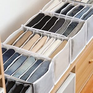 MENGHUONIAN 7Grid Washable Wardrobe Clothes Organizers and Storage Wardrobe - Wardrobe Clothes Organizer (Off White,5PCS Jeans-Leggings-Bra-Panties-Socks)