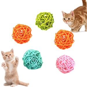 andiker cat balls, 5pcs colorful and build-in bell cat sound ball toy bird toys natural play balls parrot gnawing toy chew and chase cat toys for indoor cats to keep fit and active (bell ball)