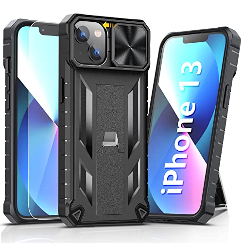 SOiOS for iPhone 13 iPhone14 Case with Stand: iPhone 13 iPhone14 Cover with Kickstand | Shockproof Military Grade Protective Cell Phone Case | TPU Durable Rugged Bumper Textured Matte Hybrid Design