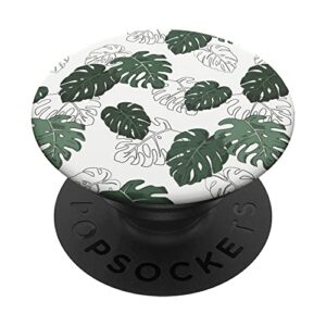 monstera tropical botanical leaves popsockets swappable popgrip