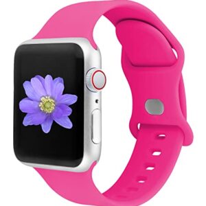 Cindgress Sport Bands Compatible with 41mm 38mm 40mm Apple Watch Bands for Women Men,Compatible with Soft Silicone Apple Watch Series 6 Bands for Women Men Series SE 9 8 7 6 5 4 3 2 1 S/M Hot Pink