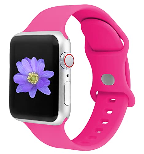 Cindgress Sport Bands Compatible with 41mm 38mm 40mm Apple Watch Bands for Women Men,Compatible with Soft Silicone Apple Watch Series 6 Bands for Women Men Series SE 9 8 7 6 5 4 3 2 1 S/M Hot Pink