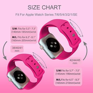 Cindgress Sport Bands Compatible with 41mm 38mm 40mm Apple Watch Bands for Women Men,Compatible with Soft Silicone Apple Watch Series 6 Bands for Women Men Series SE 9 8 7 6 5 4 3 2 1 S/M Hot Pink