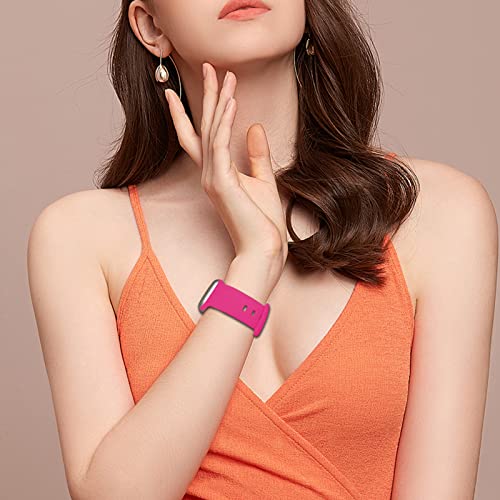 Cindgress Sport Bands Compatible with 41mm 38mm 40mm Apple Watch Bands for Women Men,Compatible with Soft Silicone Apple Watch Series 6 Bands for Women Men Series SE 9 8 7 6 5 4 3 2 1 S/M Hot Pink