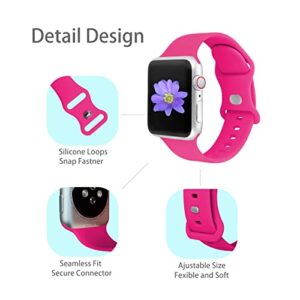 Cindgress Sport Bands Compatible with 41mm 38mm 40mm Apple Watch Bands for Women Men,Compatible with Soft Silicone Apple Watch Series 6 Bands for Women Men Series SE 9 8 7 6 5 4 3 2 1 S/M Hot Pink