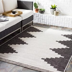 Mark&Day Outdoor Rugs, 8x10 Wolfheze Modern Indoor/Outdoor Black Area Rug, Black Beige Carpet for Patio, Porch, Deck, Bedroom, Living Room or Kitchen (7'10" x 10'2")