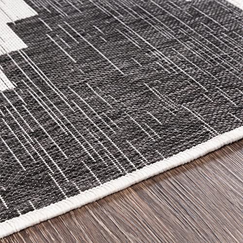 Mark&Day Outdoor Rugs, 8x10 Wolfheze Modern Indoor/Outdoor Black Area Rug, Black Beige Carpet for Patio, Porch, Deck, Bedroom, Living Room or Kitchen (7'10" x 10'2")