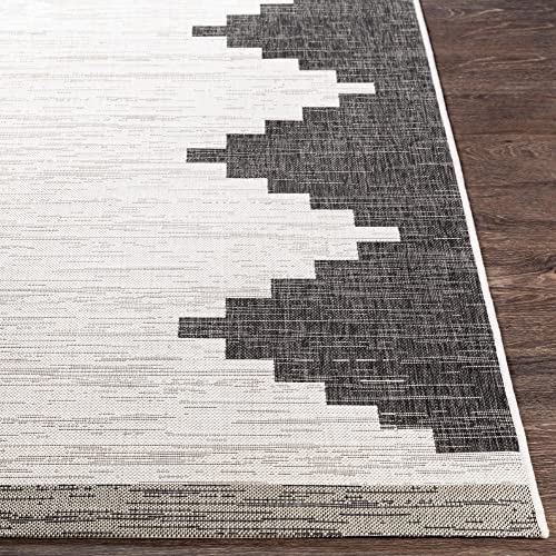 Mark&Day Outdoor Rugs, 8x10 Wolfheze Modern Indoor/Outdoor Black Area Rug, Black Beige Carpet for Patio, Porch, Deck, Bedroom, Living Room or Kitchen (7'10" x 10'2")