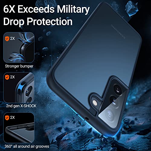 TORRAS Shockproof Galaxy S22 Case, [Military Grade Drop Tested] Translucent Matte Hard Back & Soft Edge Slim Protective Compatible for Samsung S22 Case 5G Guardian Series, Black