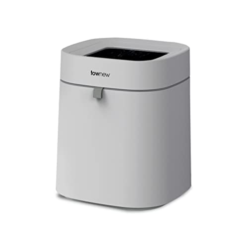 TOWNEW T Air Lite (T02B Gray) 4.4-Gallon Smart Trash Can with Open Barrel Top, Self-Sealing and Self-Changing Technology, Small