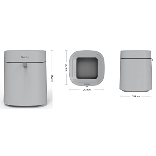 TOWNEW T Air Lite (T02B Gray) 4.4-Gallon Smart Trash Can with Open Barrel Top, Self-Sealing and Self-Changing Technology, Small