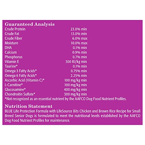 Blue Buffalo Life Protection Formula Natural Senior Small Breed Dry Dog Food, Chicken and Brown Rice 5-lb Trial Size Bag