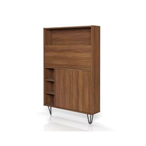 Nexera 611031 Slim Bar Cabinet, Secretary Bookcase Desk with Storage