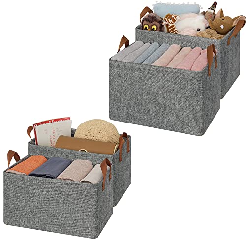 GRANNY SAYS Bundle of 2-Pack Rectangle Lidless Storage Bins & 2-Pack Linen Closet Organizers