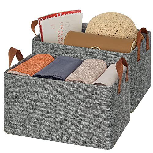 GRANNY SAYS Bundle of 2-Pack Rectangle Lidless Storage Bins & 2-Pack Linen Closet Organizers